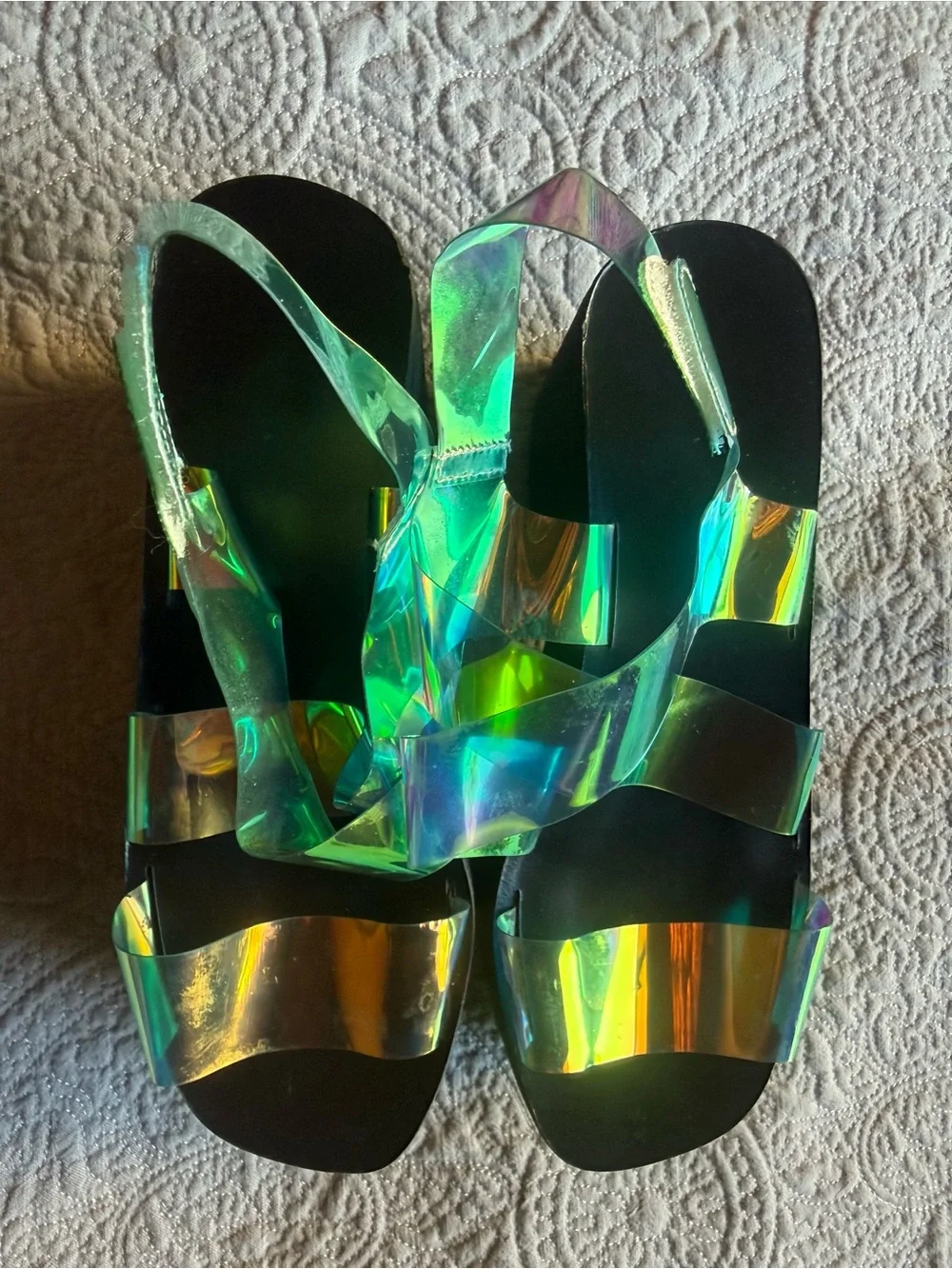 Bought at H&M FUN Iridescent Black VR/AR Accessory Strap SANDALS 4inch/3inch pad